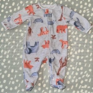 Carter's Gray and Blue Animal Print Footie